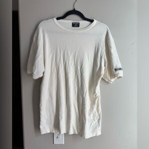 Polo Jeans Co Ralph Lauren rib knit tee embroidered logo vintage Y2K USA L ivory